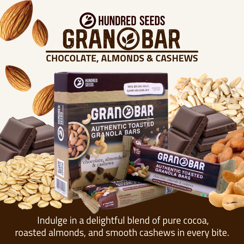 Hundred Seeds Granobar | Chocolate, Almonds, & Cashews | 5 Granobars
