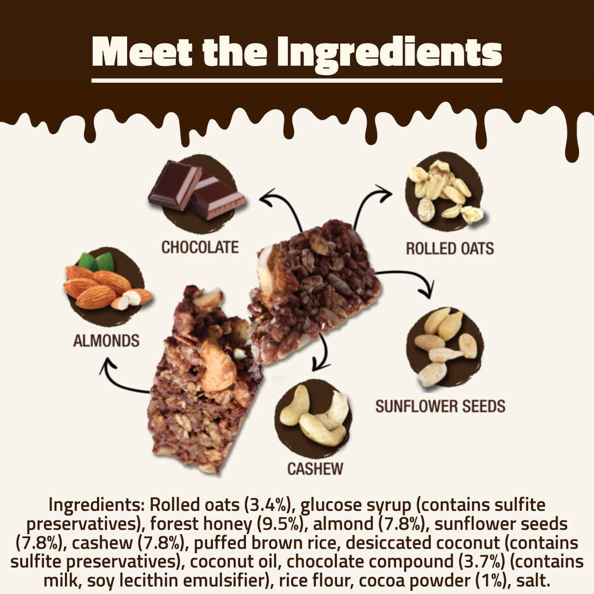Hundred Seeds Granobar | Chocolate, Almonds, & Cashews | 5 Granobars