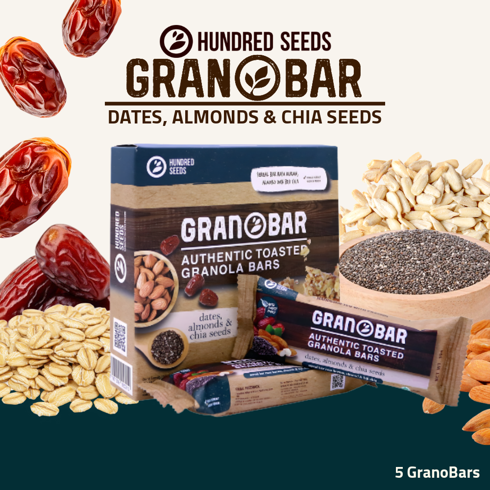 Hundred Seeds Granobar | Dates, Almonds, & Chia Seeds | 5 Granobars