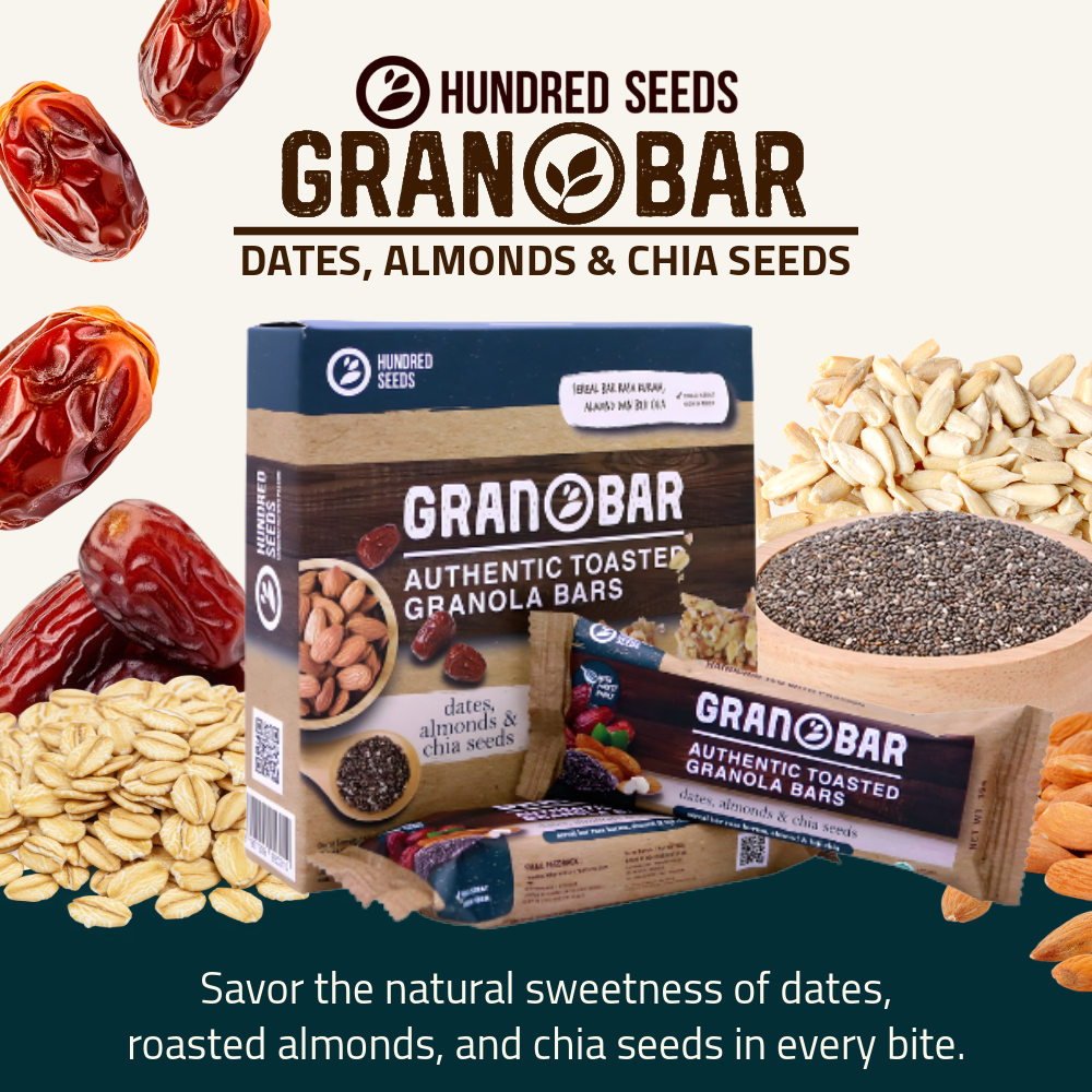 Hundred Seeds Granobar | Dates, Almonds, & Chia Seeds | 5 Granobars