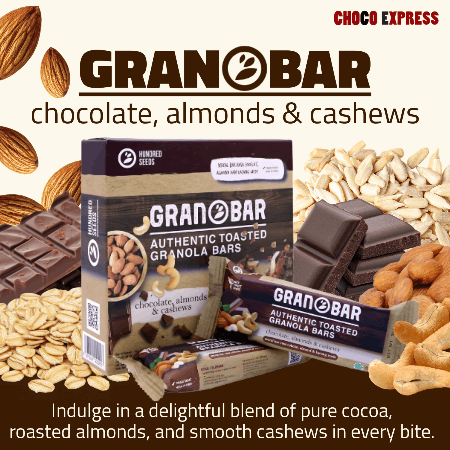 Granobar - Chocolate, Almonds, & Cashews 225g (5pcs)