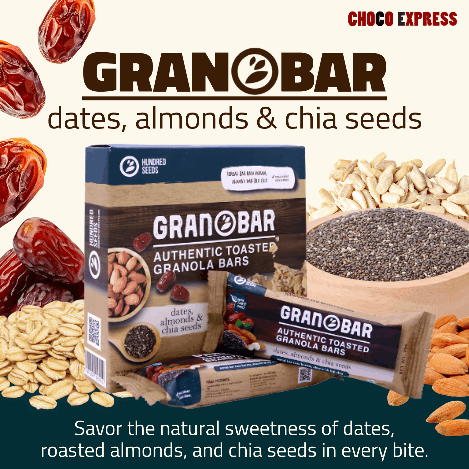 Granobar - Dates, Almonds, & Chia Seeds 225g (5pcs)
