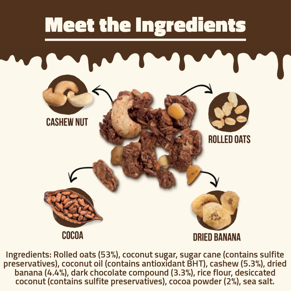 Hundred Seeds Granola Creations – Gourmet Blend (Dark Chocolate & Banana) Mini Size 60g