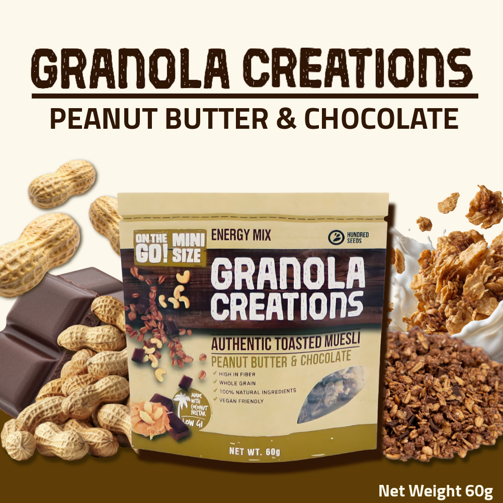 Hundred Seeds Granola Creations – Nutty Mix (Peanut Butter & Chocolate) Mini Size 60g