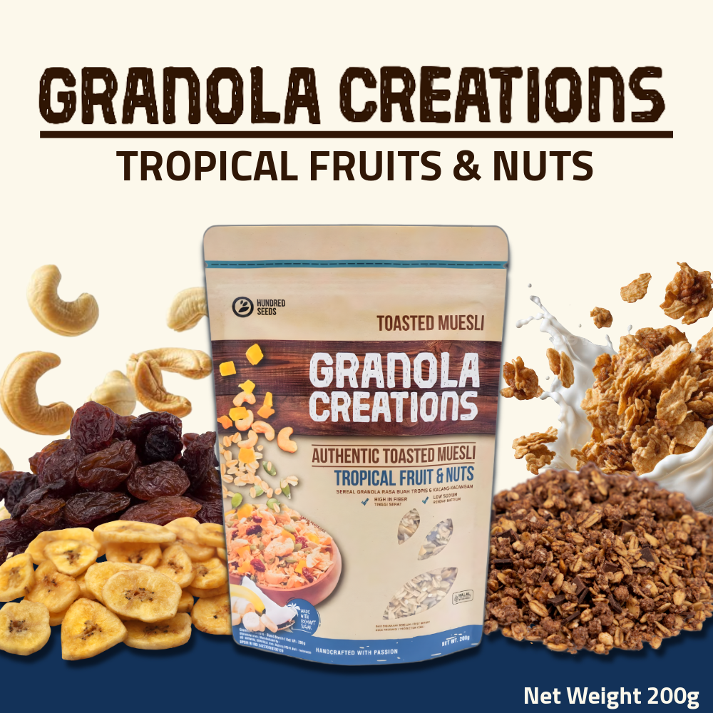 Hundred Seeds Granola Creations – Toasted Muesli (Tropical Fruits & Nuts) 200g