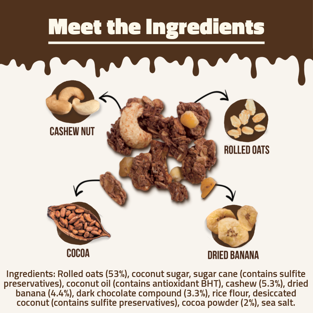 Hundred Seeds Granola Creations – Gourmet Blend (Dark Chocolate & Banana) Mini Size 60g
