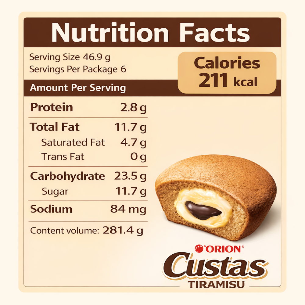 Orion Custas Tiramisu Pie Cake 12 pc, 276g - Limited Edition