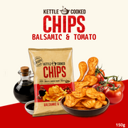 Kettle Cooked Potato Chips | Thick-Cut Crispy Potato Chips | Balsamic & Tomato | 150g