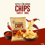 Kettle Cooked Potato Chips | Thick-Cut Crispy Potato Chips | Sweet BBQ | 150g