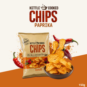 Kettle Cooked Potato Chips | Thick-Cut Crispy Potato Chips | Paprika | 150g