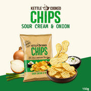 Kettle Cooked Potato Chips | Thick-Cut Crispy Potato Chips | Sour Cream & Onion | 150g