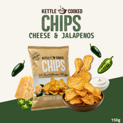 Kettle Cooked Potato Chips | Thick-Cut Crispy Potato Chips | Cheese & Jalapenos | 150g