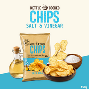 Kettle Cooked Potato Chips | Thick-Cut Crispy Potato Chips | Salt & Vinegar | 150g