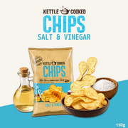 Kettle Cooked Potato Chips | Thick-Cut Crispy Potato Chips | Salt & Vinegar | 150g