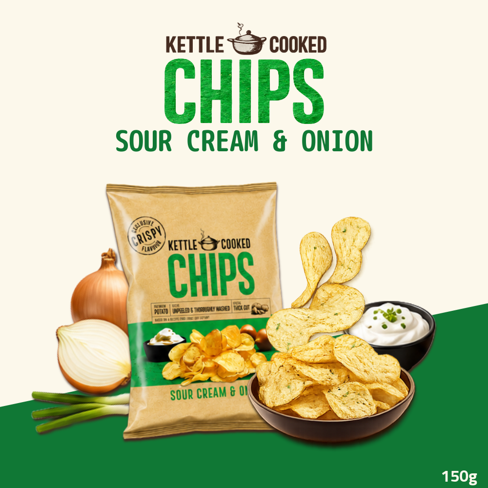 Kettle Cooked Potato Chips | Thick-Cut Crispy Potato Chips | 150g