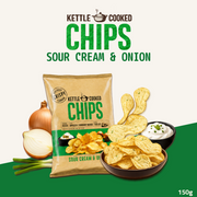 Kettle Cooked Potato Chips | Thick-Cut Crispy Potato Chips | Sour Cream & Onion | 150g