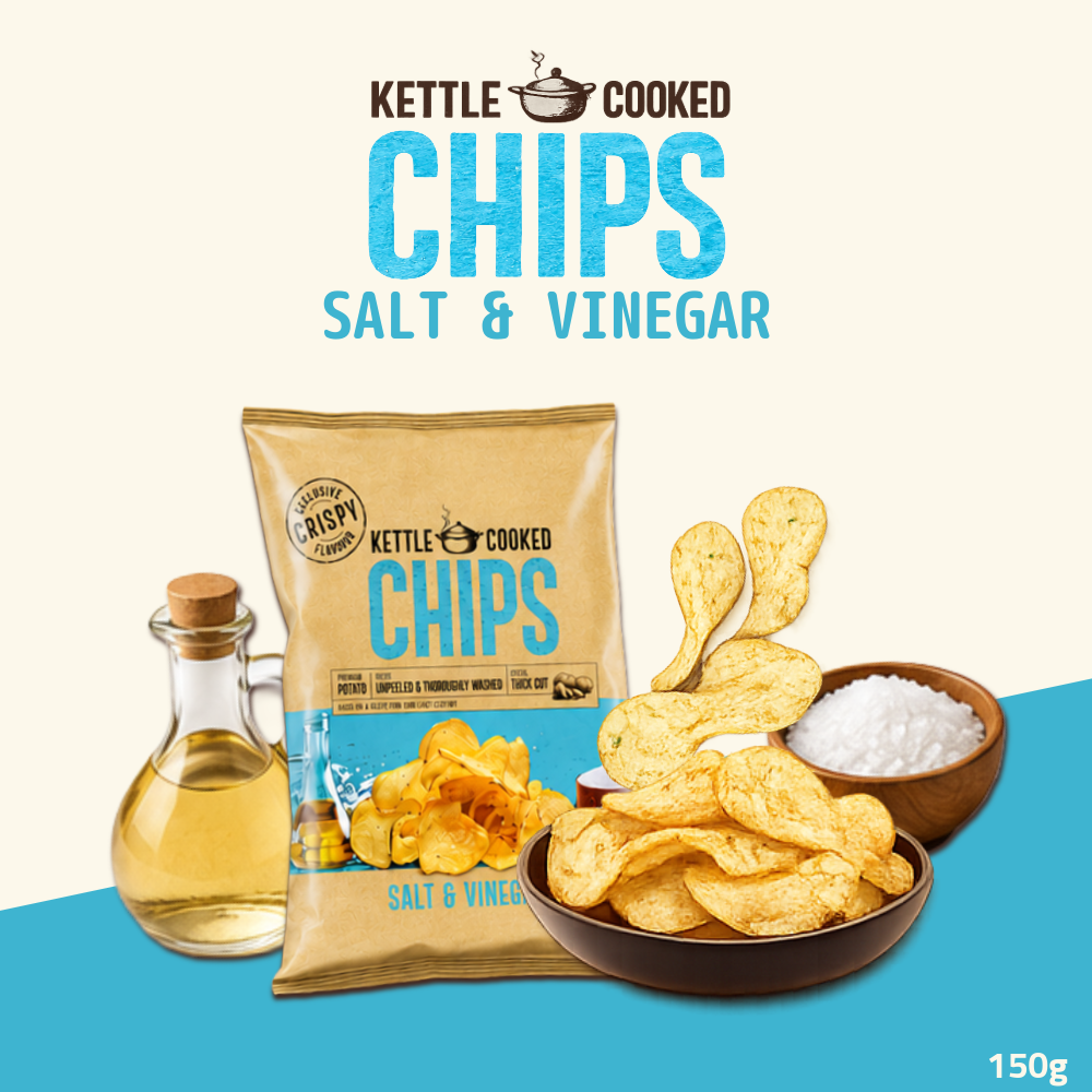Kettle Cooked Potato Chips | Thick-Cut Crispy Potato Chips | 150g