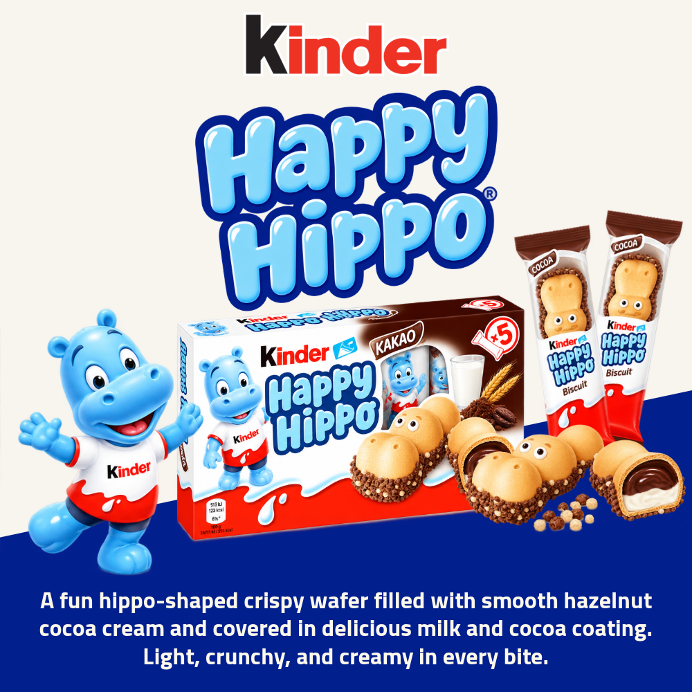 Kinder Happy Hippo | Crispy Wafer with Hazelnut Cocoa Filling | 103.5g