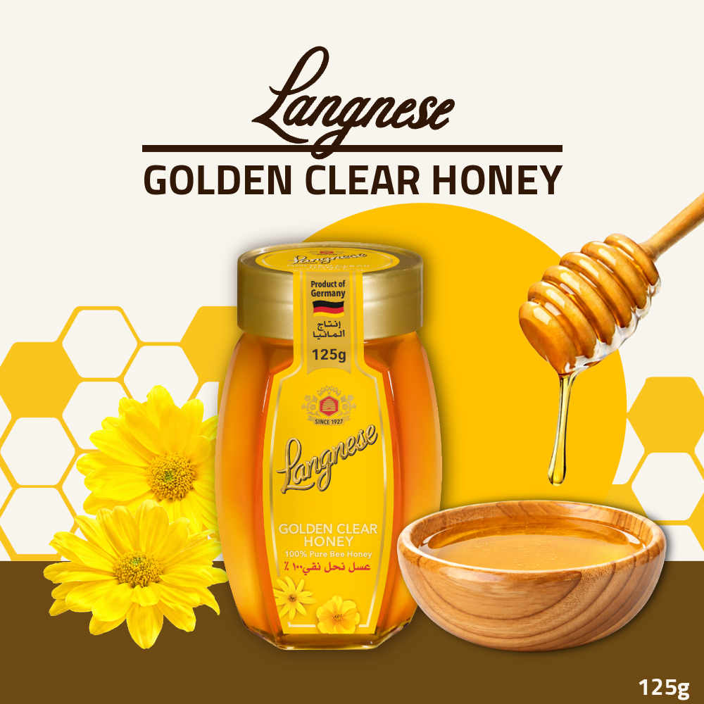 Langnese Golden Clear Honey 125g | 100% Pure Bee Honey | Smooth & Golden Honey