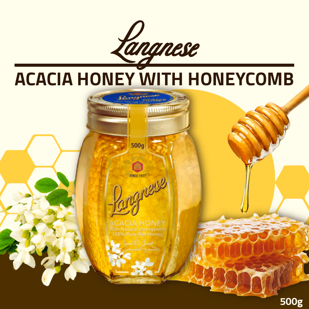Langnese Acacia Honey with HoneyComb 500g | Premium Natural Honey