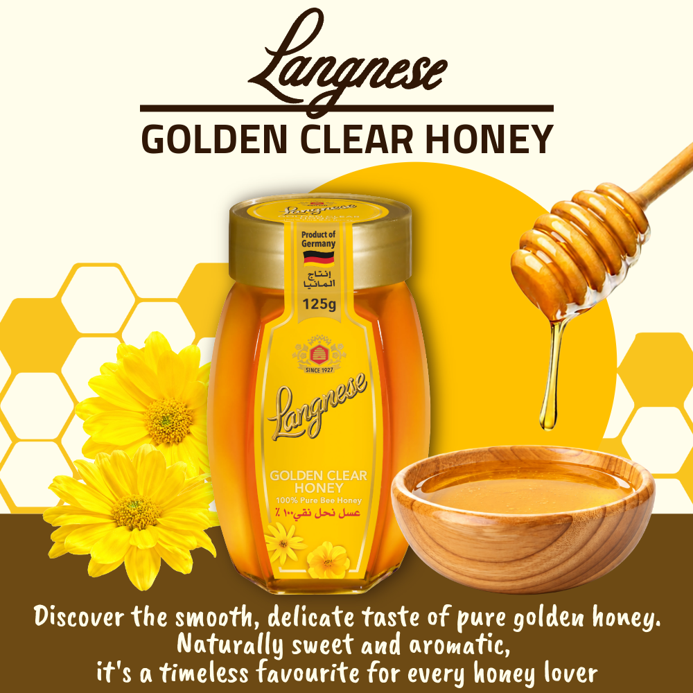 Langnese Golden Clear Honey 125g | 100% Pure Bee Honey | Smooth & Golden Honey