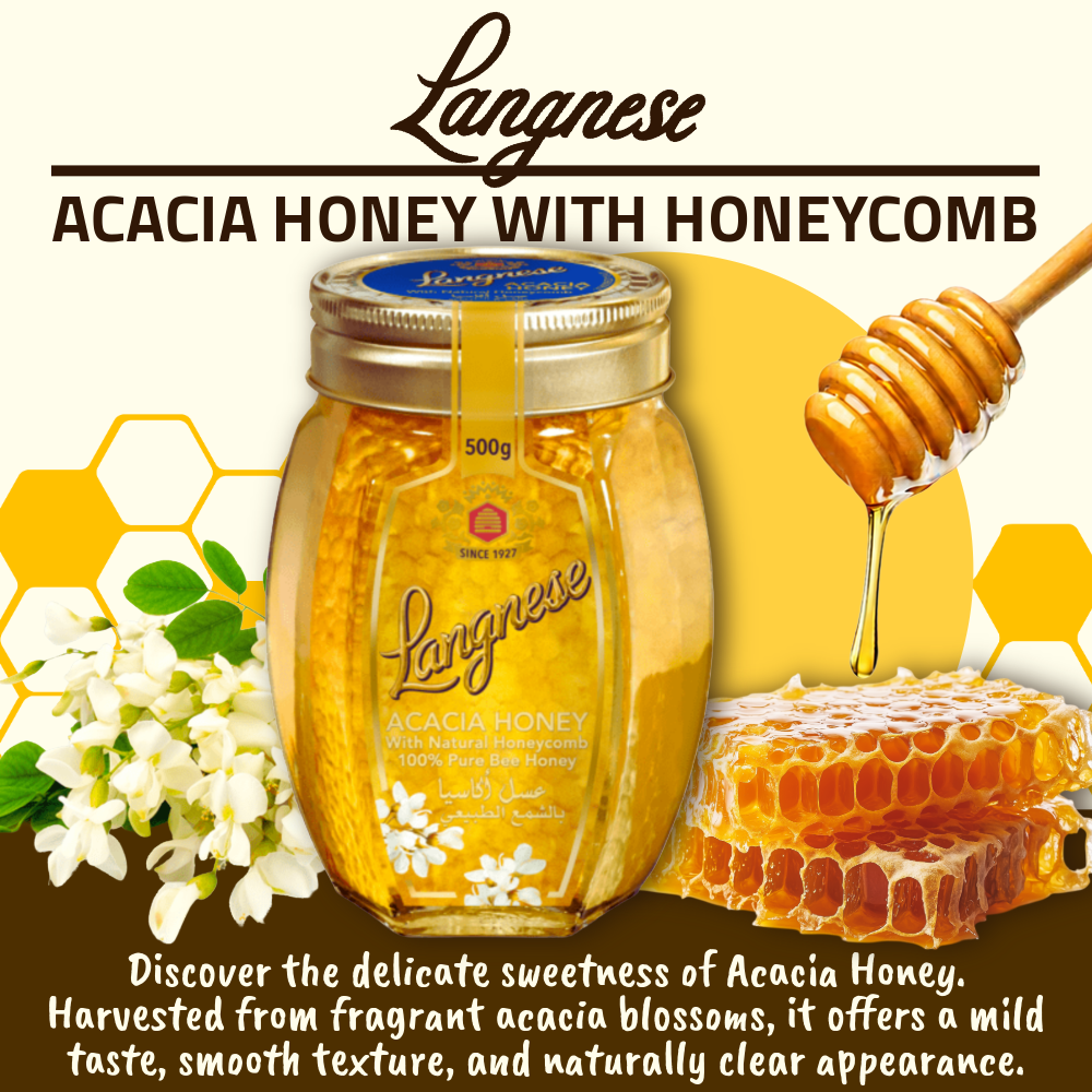 Langnese Acacia Honey with HoneyComb 500g | Premium Natural Honey