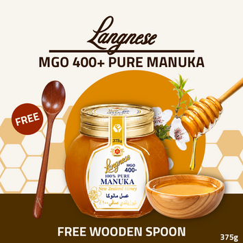 [FREE WOODEN SPOON] Langnese Pure Manuka Honey MGO 400+ 375g | Premium New Zealand Manuka Honey