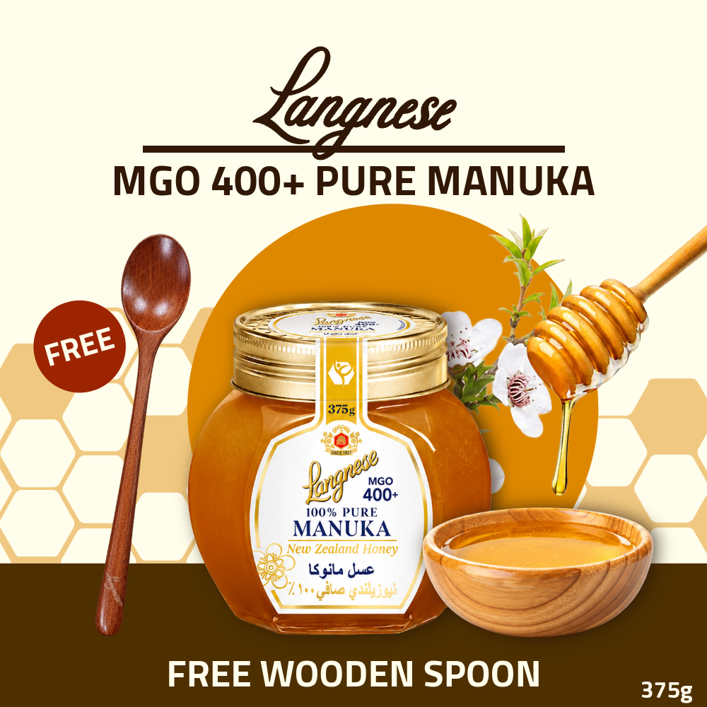 [FREE WOODEN SPOON] Langnese Pure Manuka Honey MGO 400+ 375g | Premium New Zealand Manuka Honey