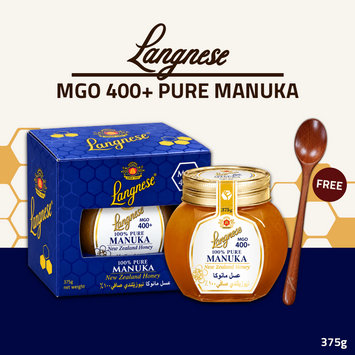 [FREE WOODEN SPOON] Langnese Pure Manuka Honey MGO 400+ 375g | Premium New Zealand Manuka Honey