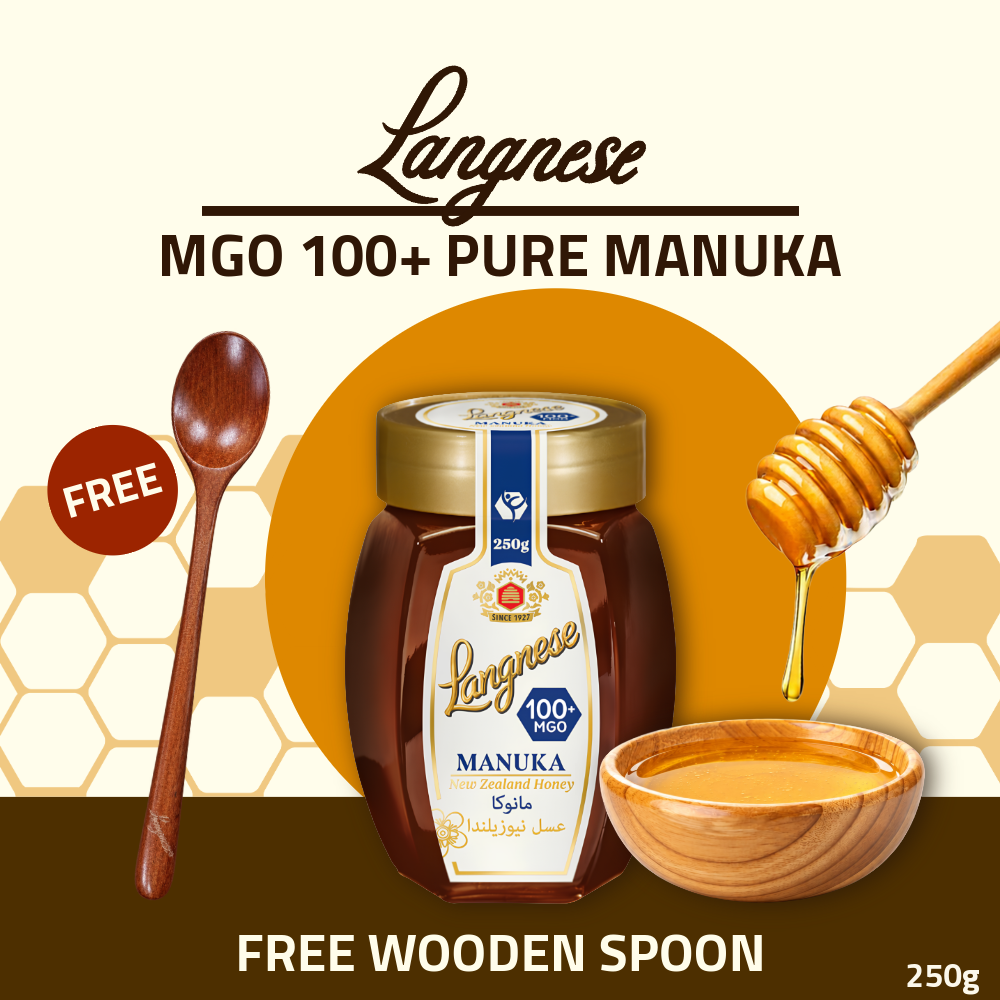 [FREE WOODEN SPOON] Langnese Pure Manuka Honey MGO 100+ 250g | Premium New Zealand Manuka Honey