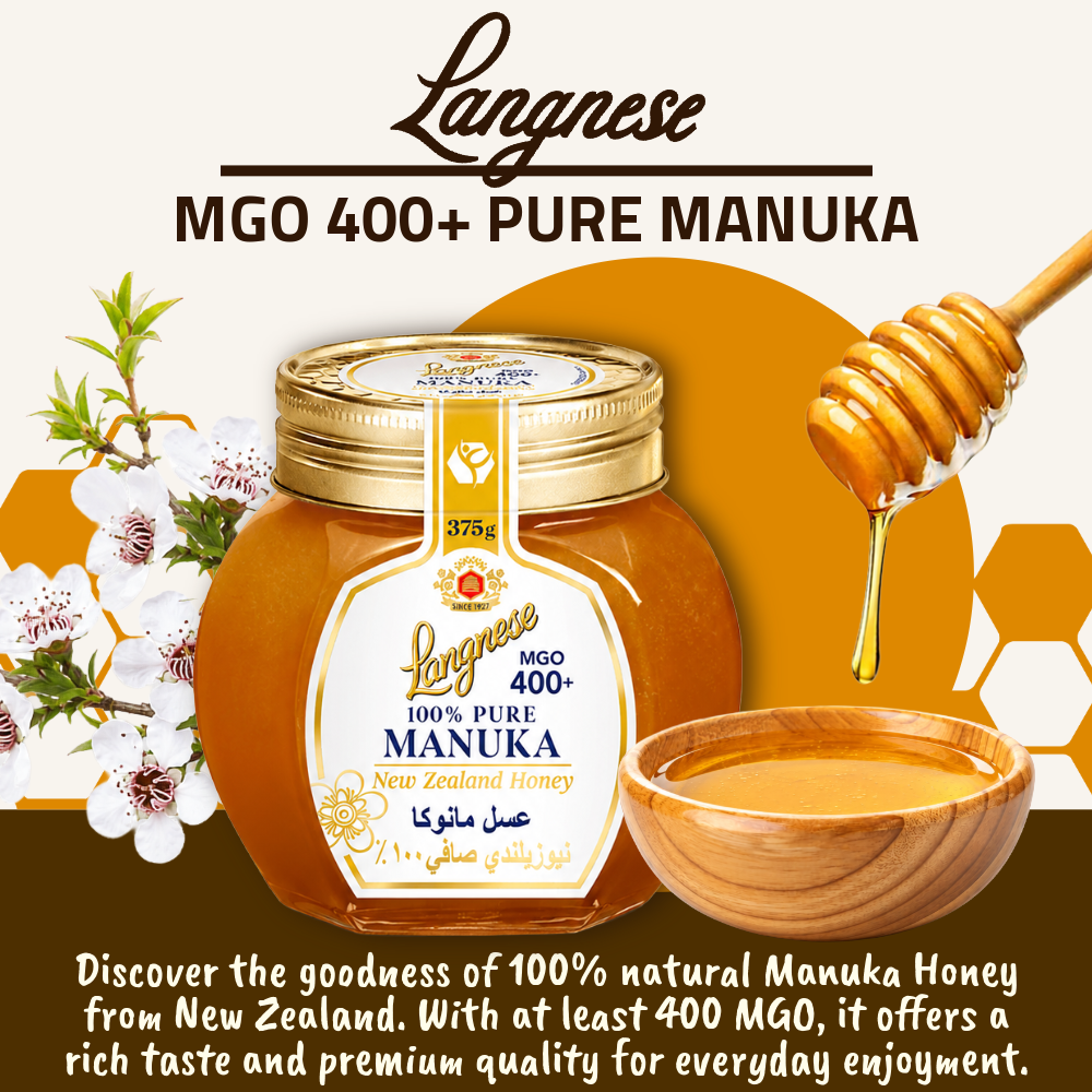 [FREE WOODEN SPOON] Langnese Pure Manuka Honey MGO 400+ 375g | Premium New Zealand Manuka Honey