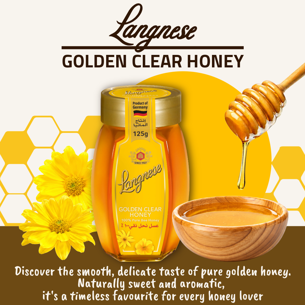 Langnese Golden Clear Honey 125g | 100% Pure Bee Honey | Smooth & Golden Honey