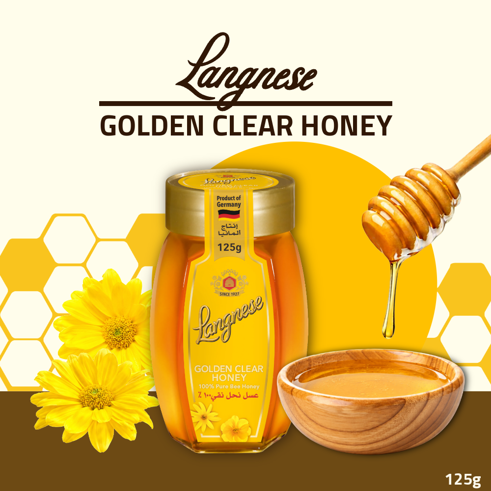 Langnese Golden Clear Honey 125g | 100% Pure Bee Honey | Smooth & Golden Honey