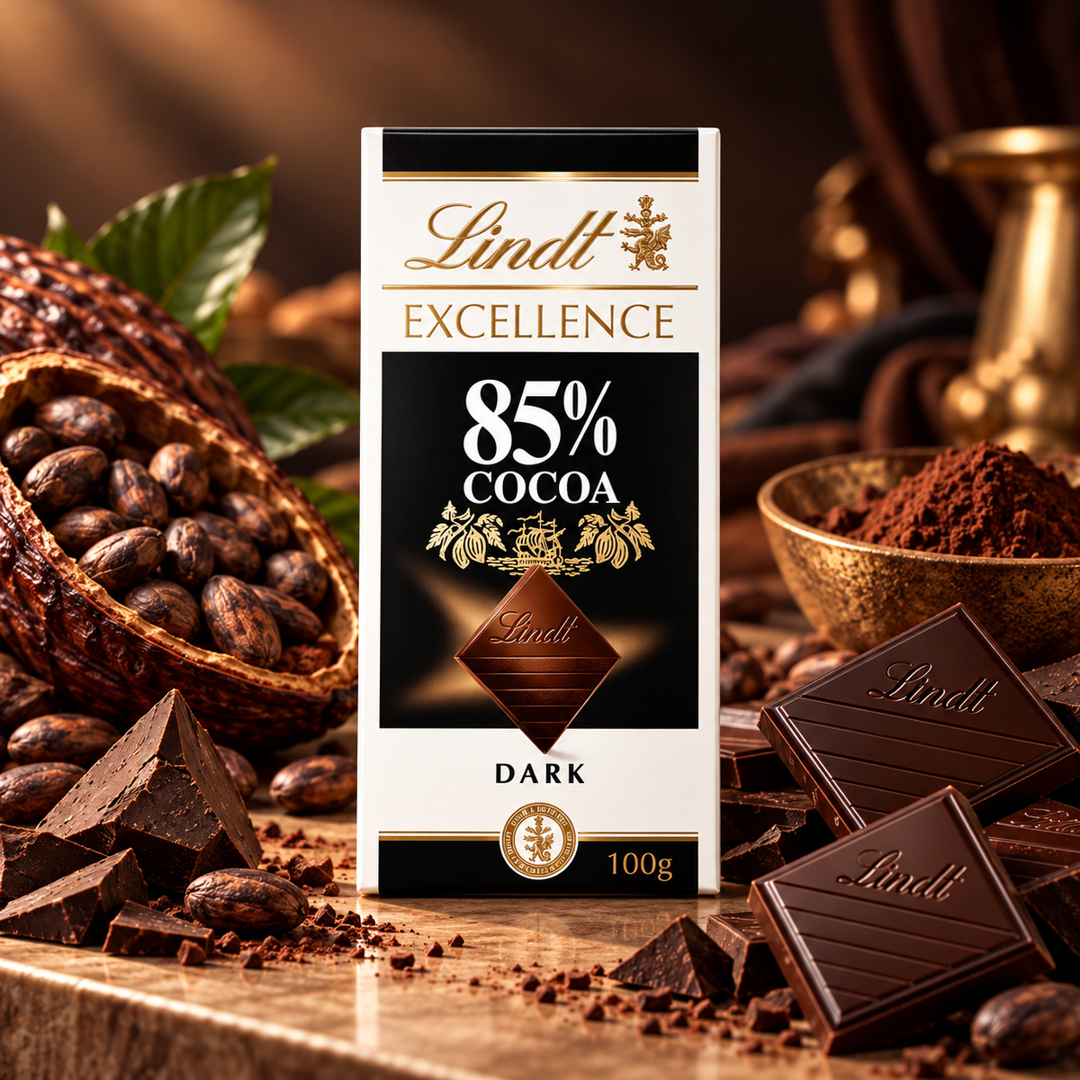 Lindt Excellence 85% Cocoa Dark Chocolate | Premium Rich & Intense Dark Chocolate Bar | 100g