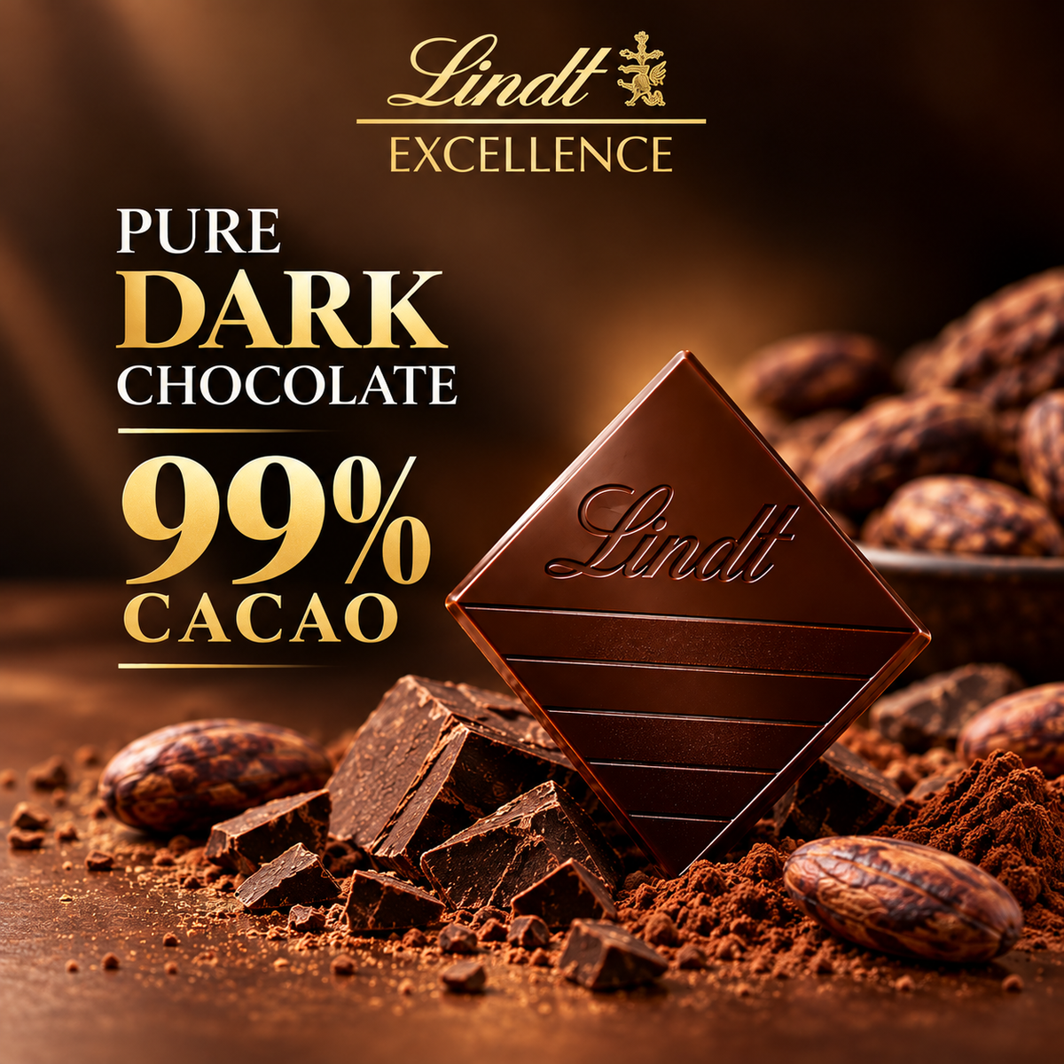 Lindt Excellence 99% Cocoa Dark Chocolate 5g