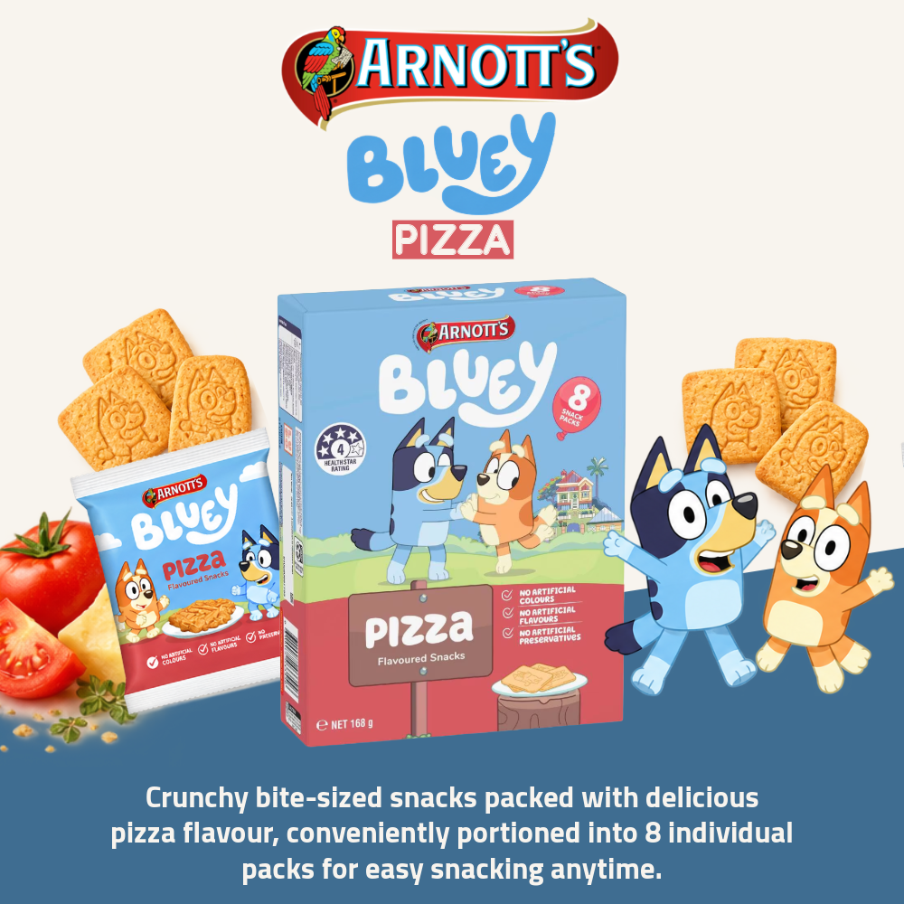 [Pre-Order] Arnott's Bluey Flavoured Snacks | Savoury Pizza Flavour | 8 Packs