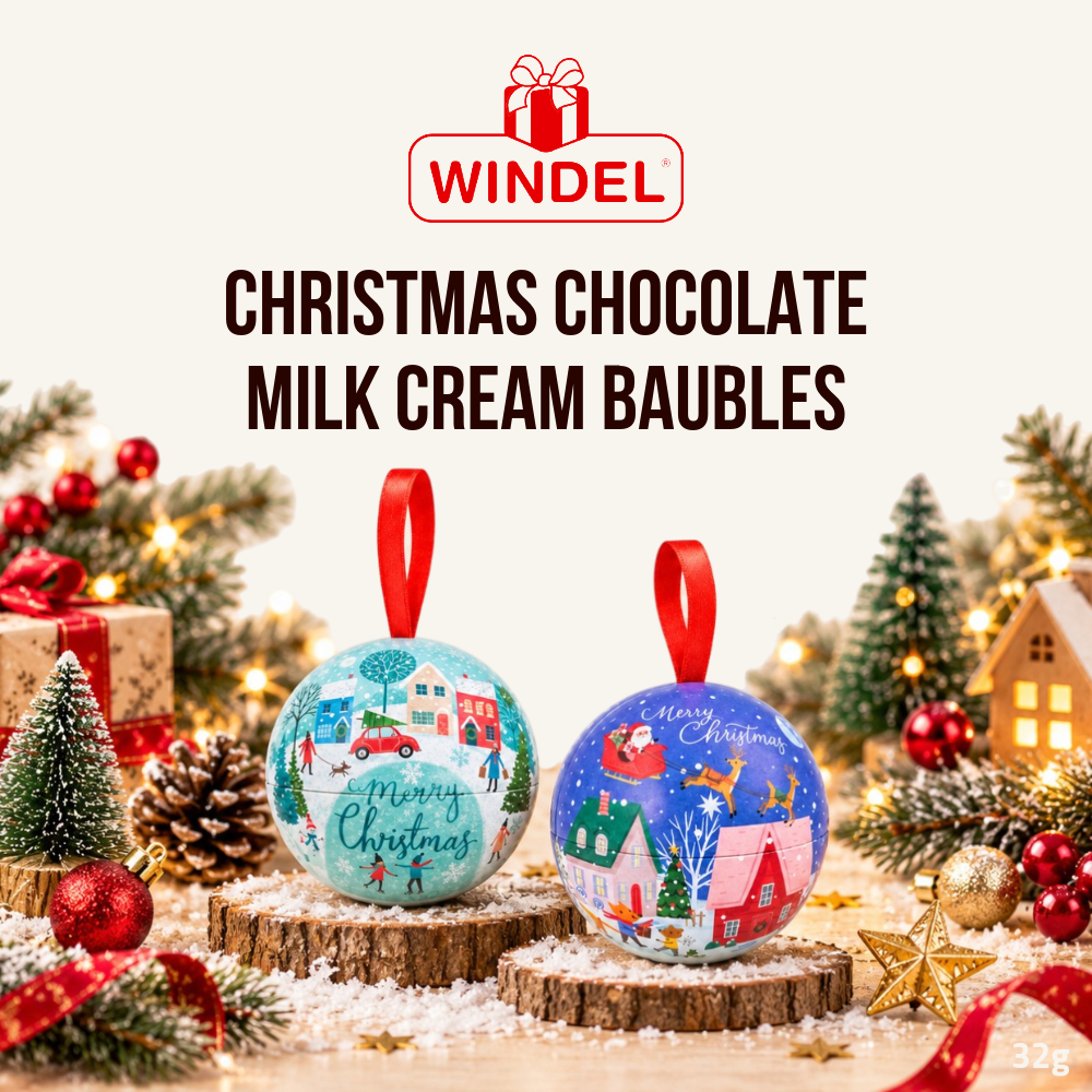 [Pre-Order] Windel Christmas Chocolate Milk Cream Baubles | Festive Milk Chocolate Treats | 32g
