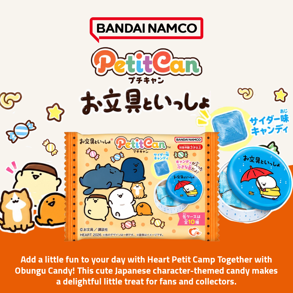 Heart Petit Can Obungu and Friends Candy | Japanese Character Candy | 2 Pieces | 6.6g