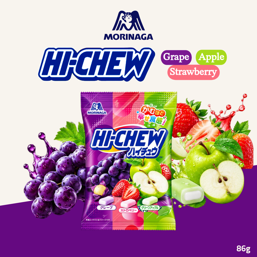 [Pre-Order] Morinaga Hi-Chew Assortment | Grape, Strawberry & Apple | 86g