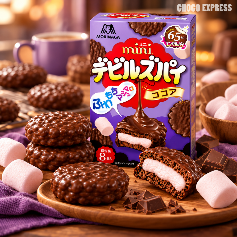 Morinaga Mini Devil's Pie Cocoa | Soft Chocolate Cake with Marshmallow Filling | 8 Pieces