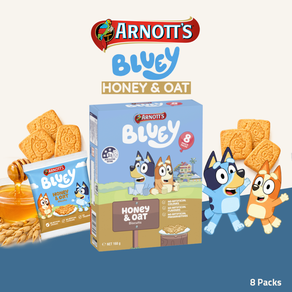 [Pre-Order] Arnott's Bluey Flavoured Snacks | Honey & Oat Flavour | 8 Packs