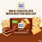 [Pre-Order] Ritter Sport Milk Chocolate with Butter Biscuit | Crispy Biscuit & Milk Chocolate | 100g