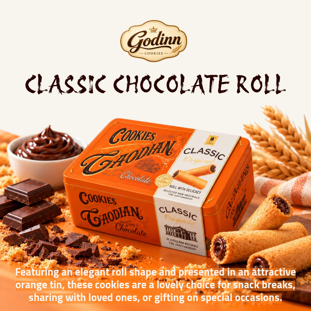 [Pre-Order] Godinn Classic Black Truffle Roll Cookies | Chocolate Roll Cookies | 188g