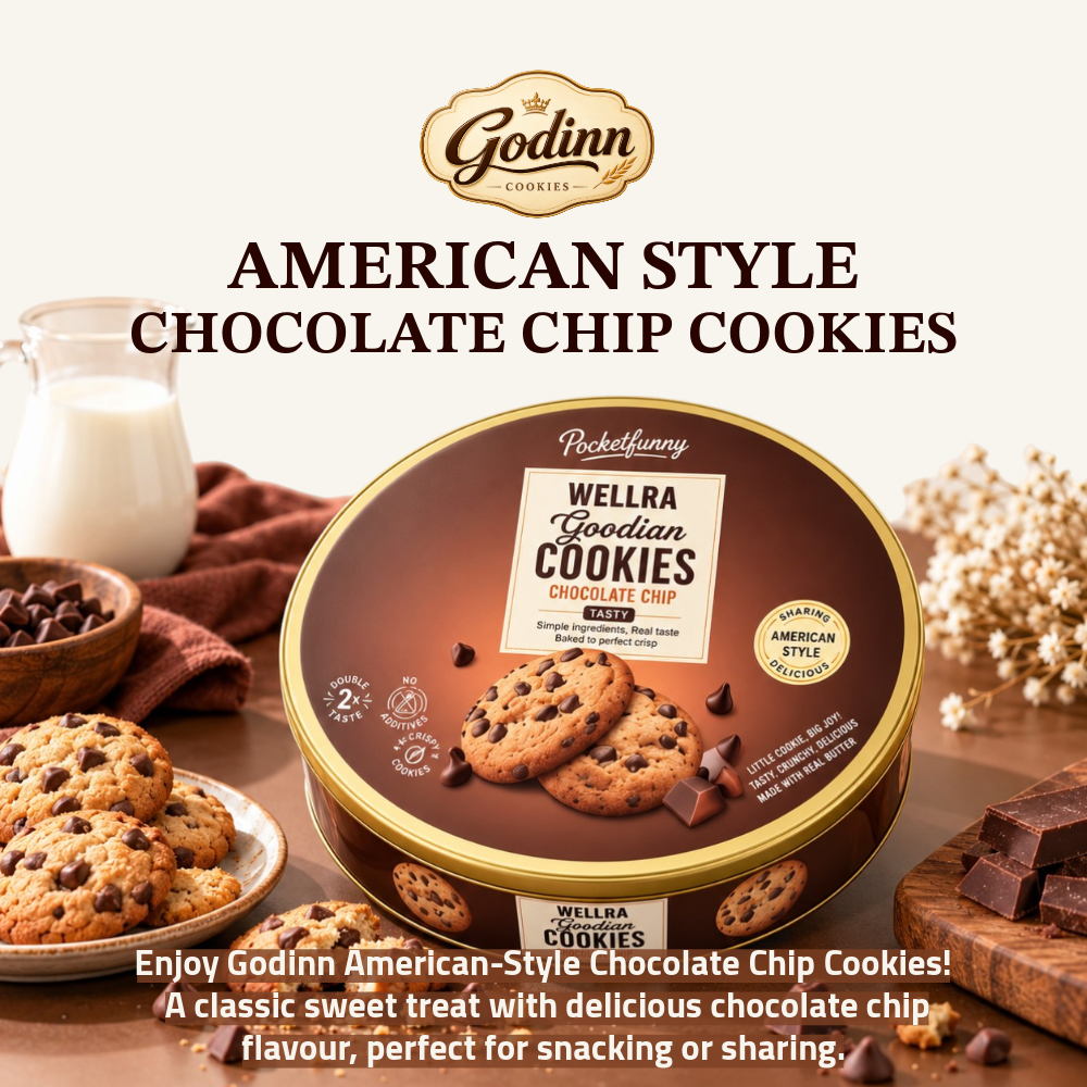 [Pre-Order] Godinn American-Style Chocolate Chip Cookies | Chocolate Chip Biscuits | 90g