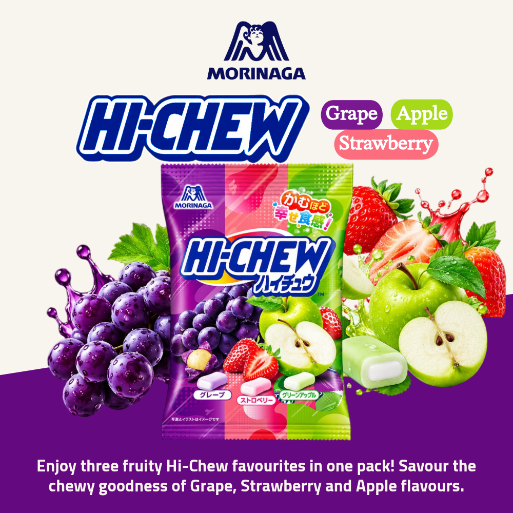 [Pre-Order] Morinaga Hi-Chew Assortment | Grape, Strawberry & Apple | 86g