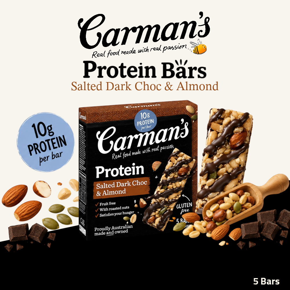 Carman's Protein Bars | Salted Dark Choco Almond | 5 Bars
