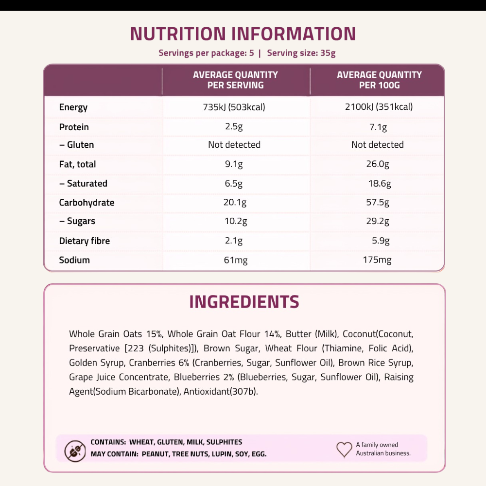 Carman's Oat Slice Bar | Whole Grain Oat Bar | Cranberry & Blueberry | 5 Slices