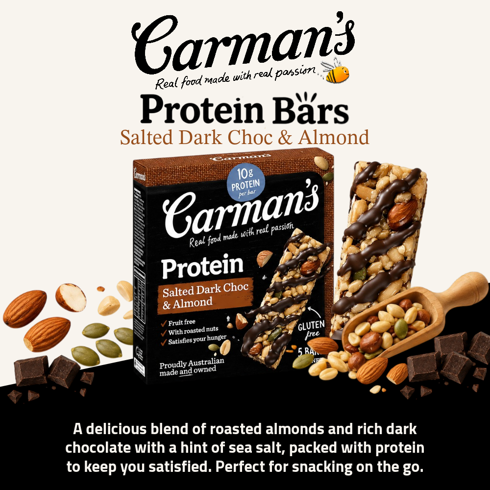 Carman's Protein Bars | Salted Dark Choco Almond | 5 Bars