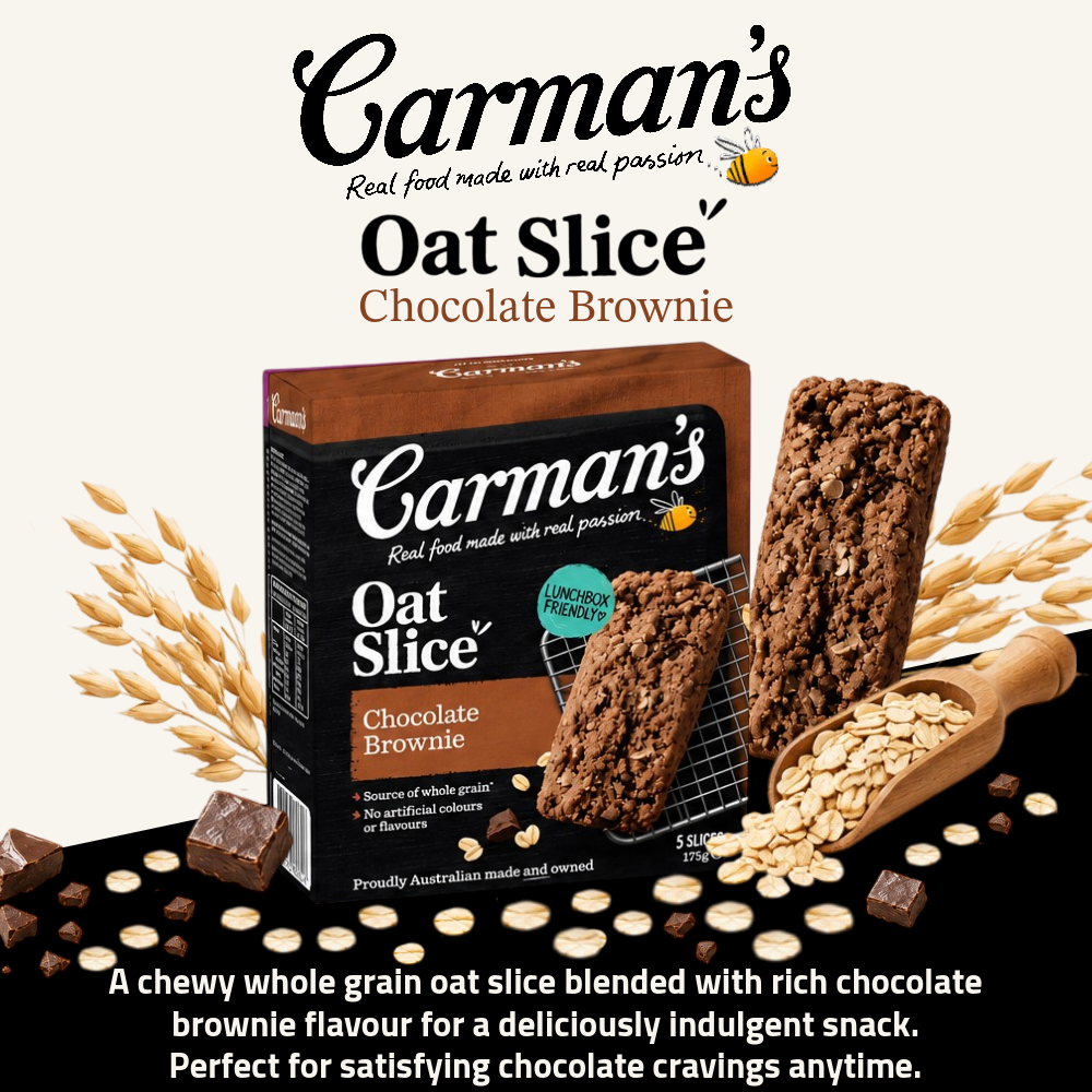 Carman's Oat Slice Bar | Whole Grain Oat Bar | Chocolate Brownie | 5 Slices