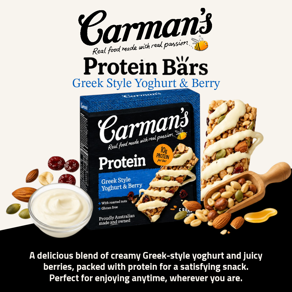 Carman's Protein Bars | Greek Style Yoghurt & Berry | 5 Bars